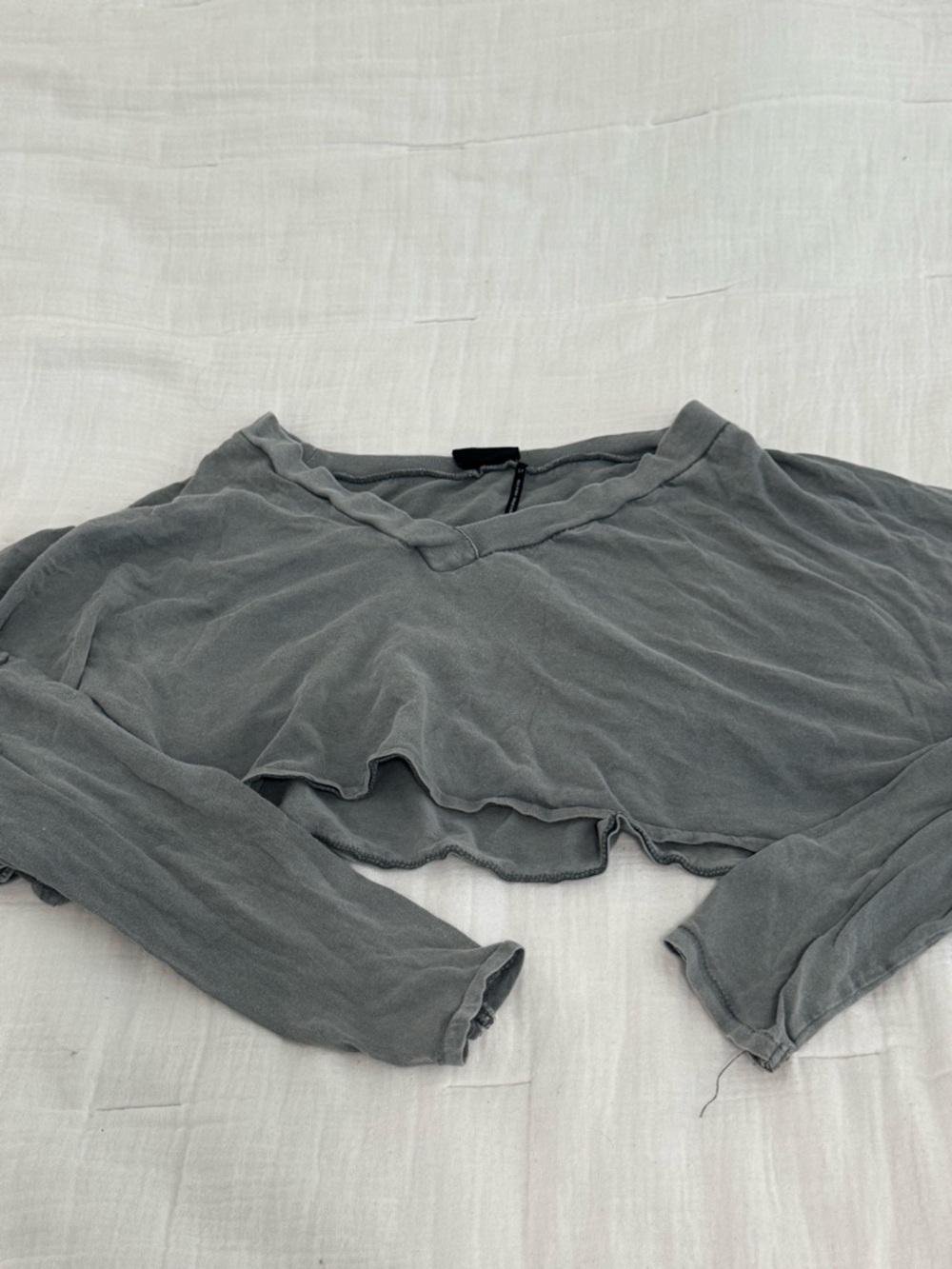Urban Outfitters Washed Gray Long Sleeve Crop Top